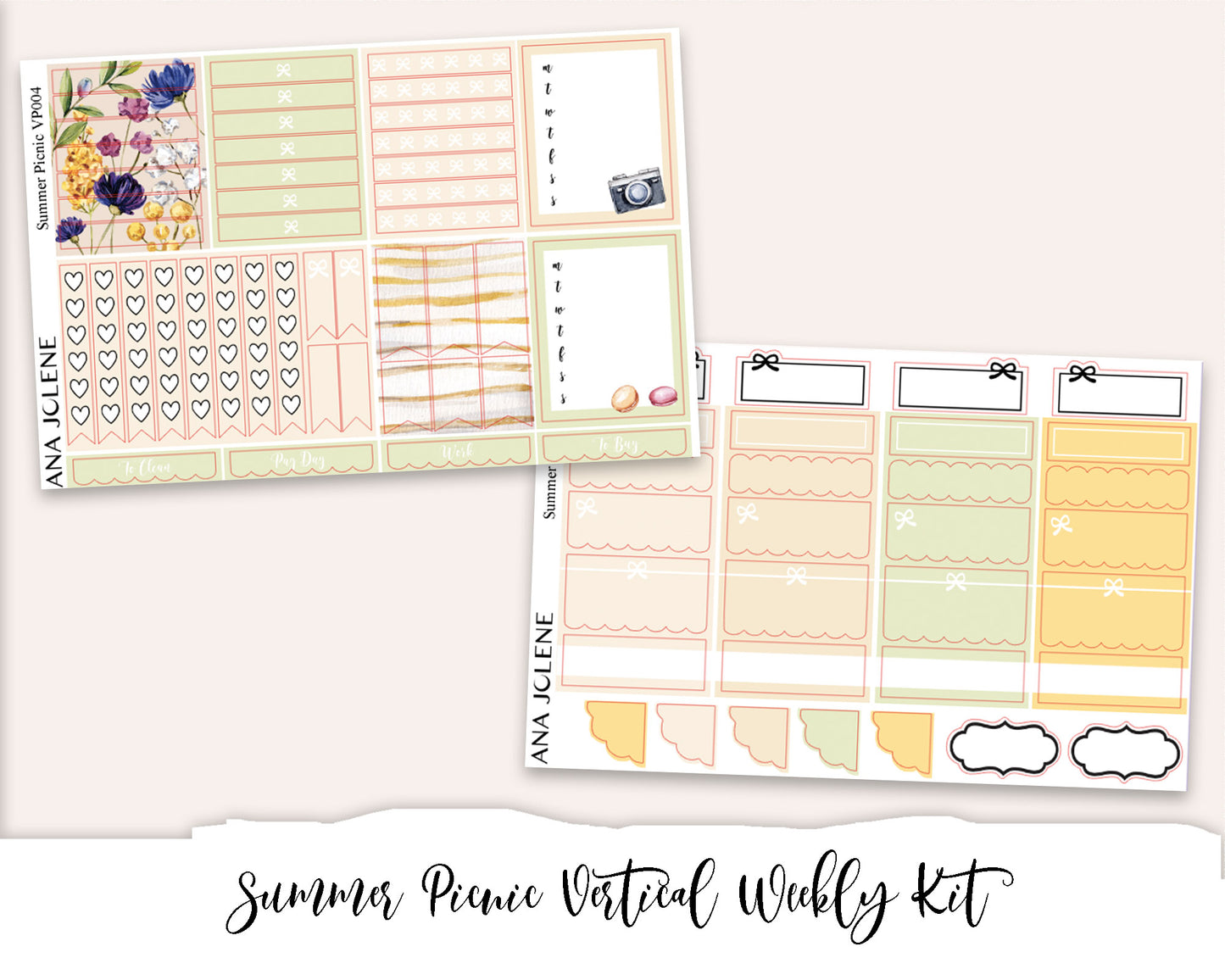 SUMMER PICNIC Planner Sticker Kit (Vertical Weekly)