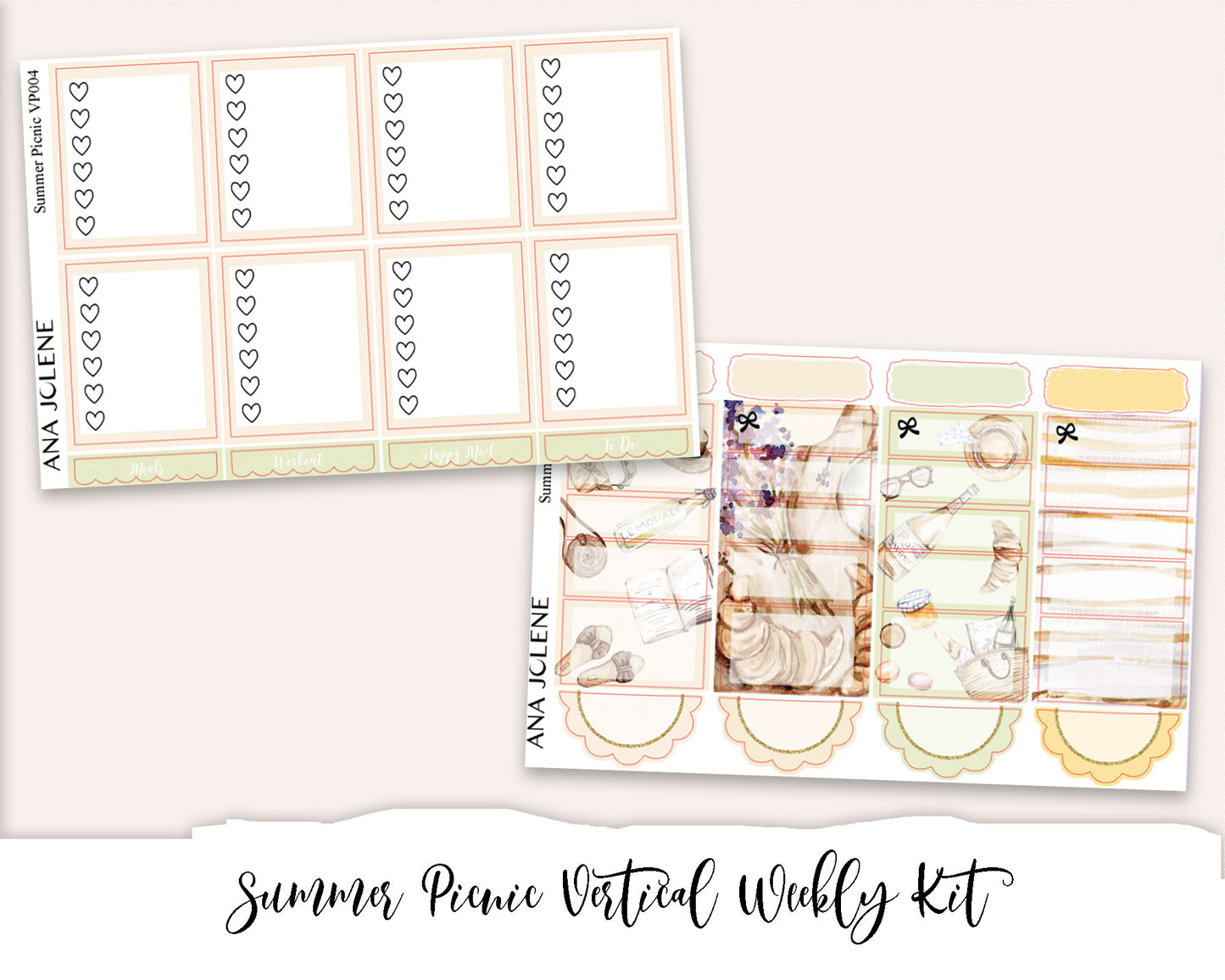 SUMMER PICNIC Planner Sticker Kit (Vertical Weekly)