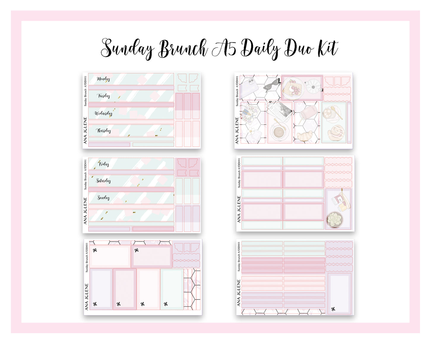 SUNDAY BRUNCH EC A5 Daily Duo Planner Sticker Kit (Erin Condren)