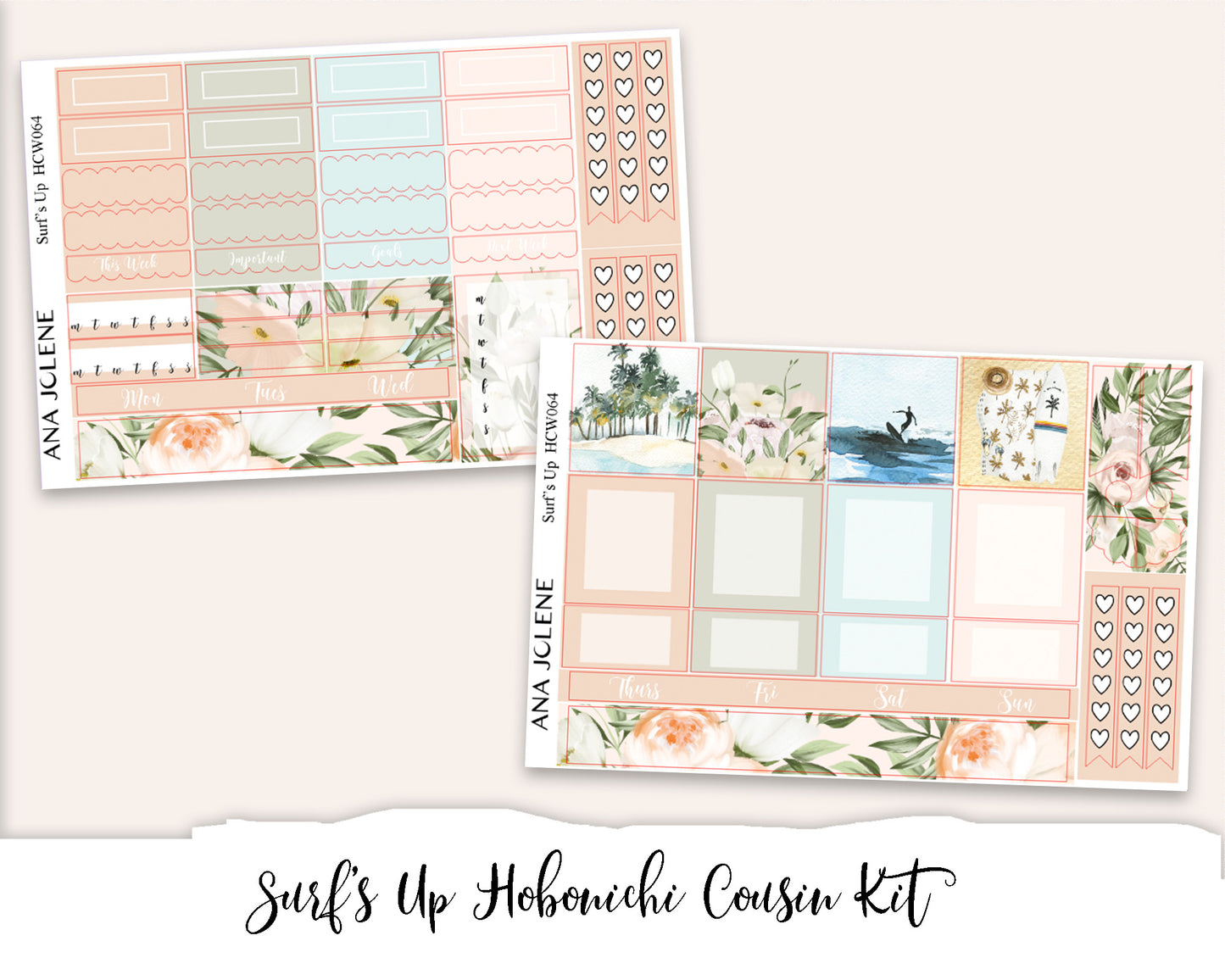 SURF'S UP Hobonichi Cousin Weekly Planner Sticker Kit