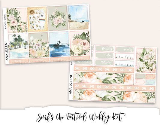 SURF'S UP Planner Sticker Kit (Vertical Weekly)