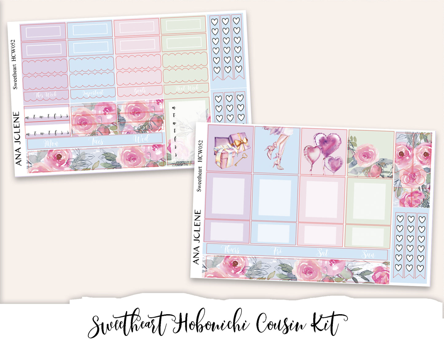 SWEETHEART Hobonichi Cousin Weekly Planner Sticker Kit