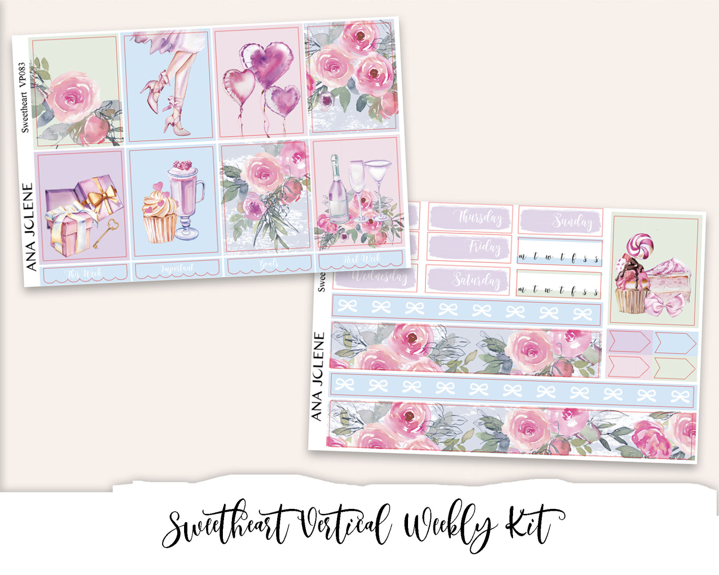 SWEETHEART Planner Sticker Kit (Vertical Weekly)