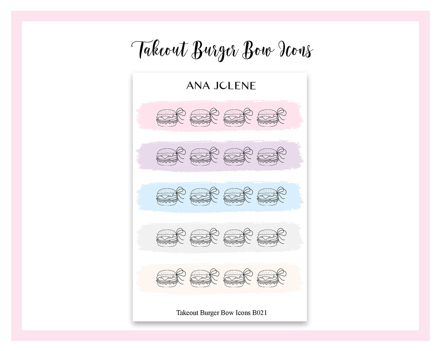 Takeout Burger Bow Icon Stickers