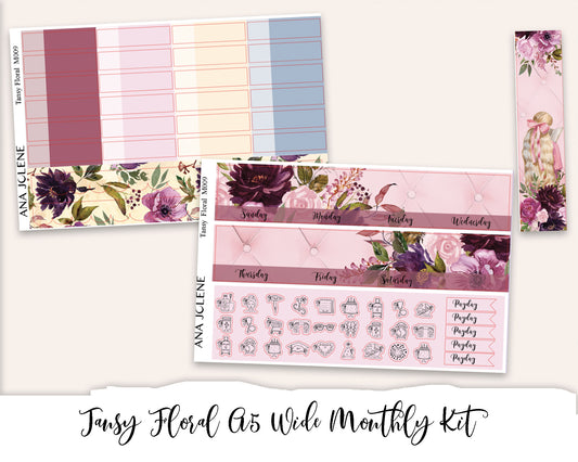 TANSY FLORAL Monthly Planner Sticker Kit (A5 Wide)