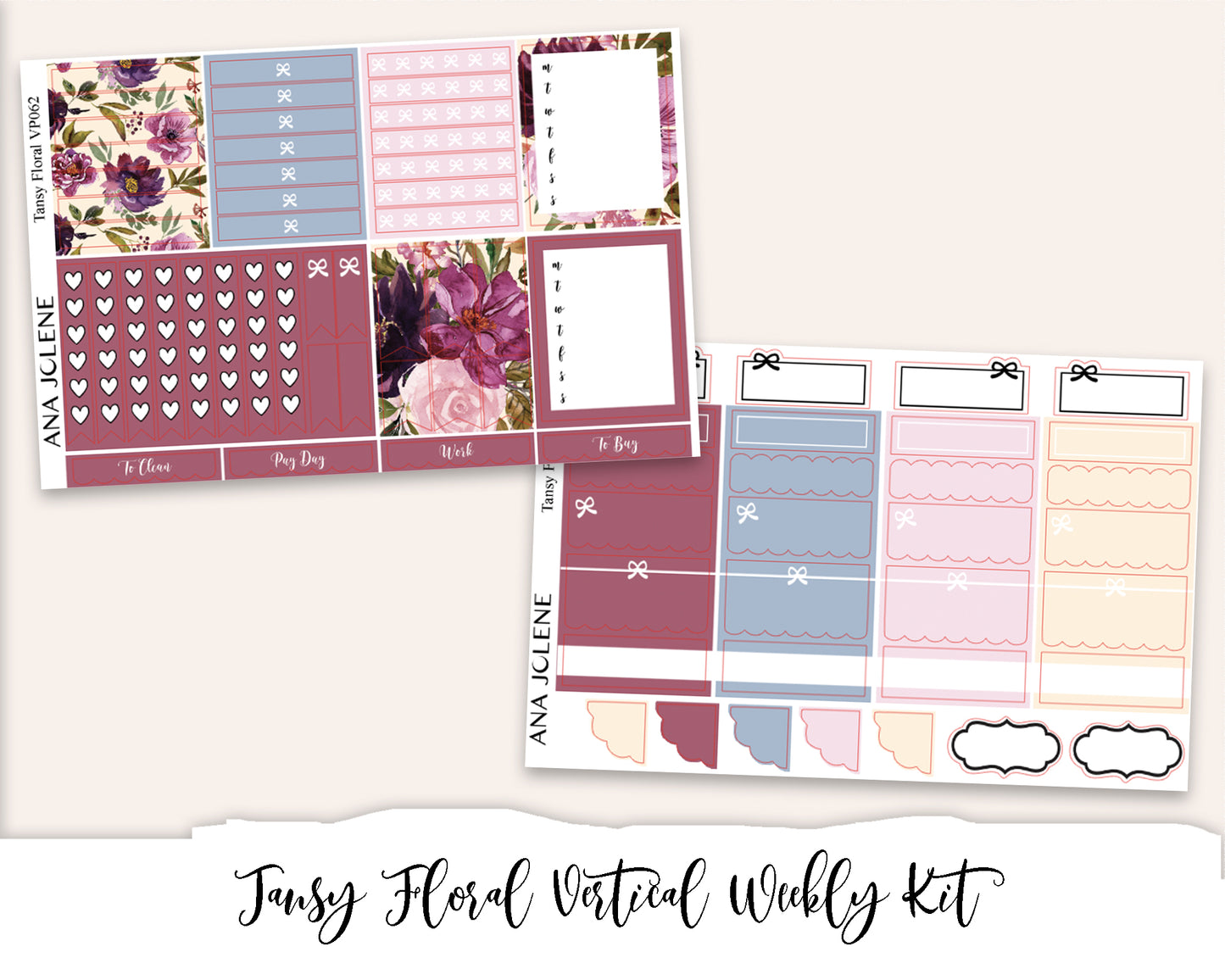 TANSY FLORAL Planner Sticker Kit (Vertical Weekly)