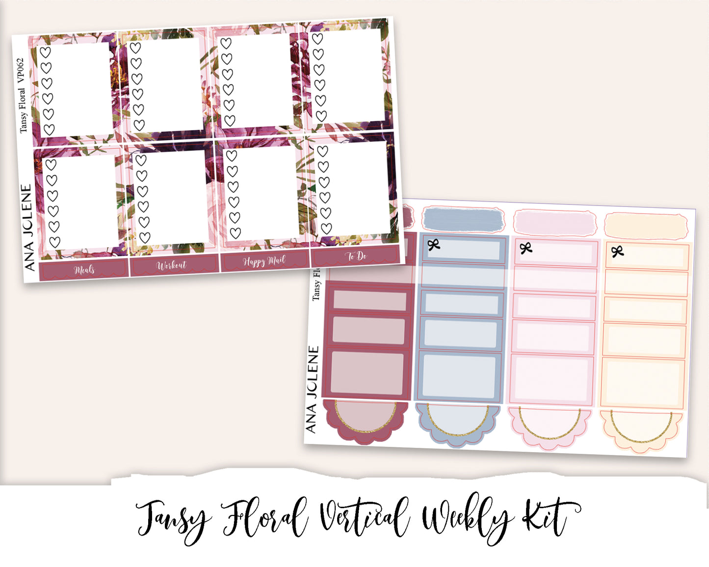 TANSY FLORAL Planner Sticker Kit (Vertical Weekly)