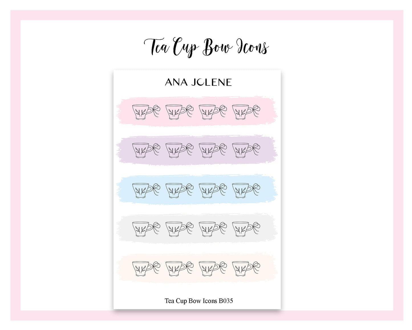 Tea Cup Bow Icon Stickers