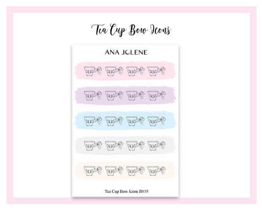 Tea Cup Bow Icon Stickers