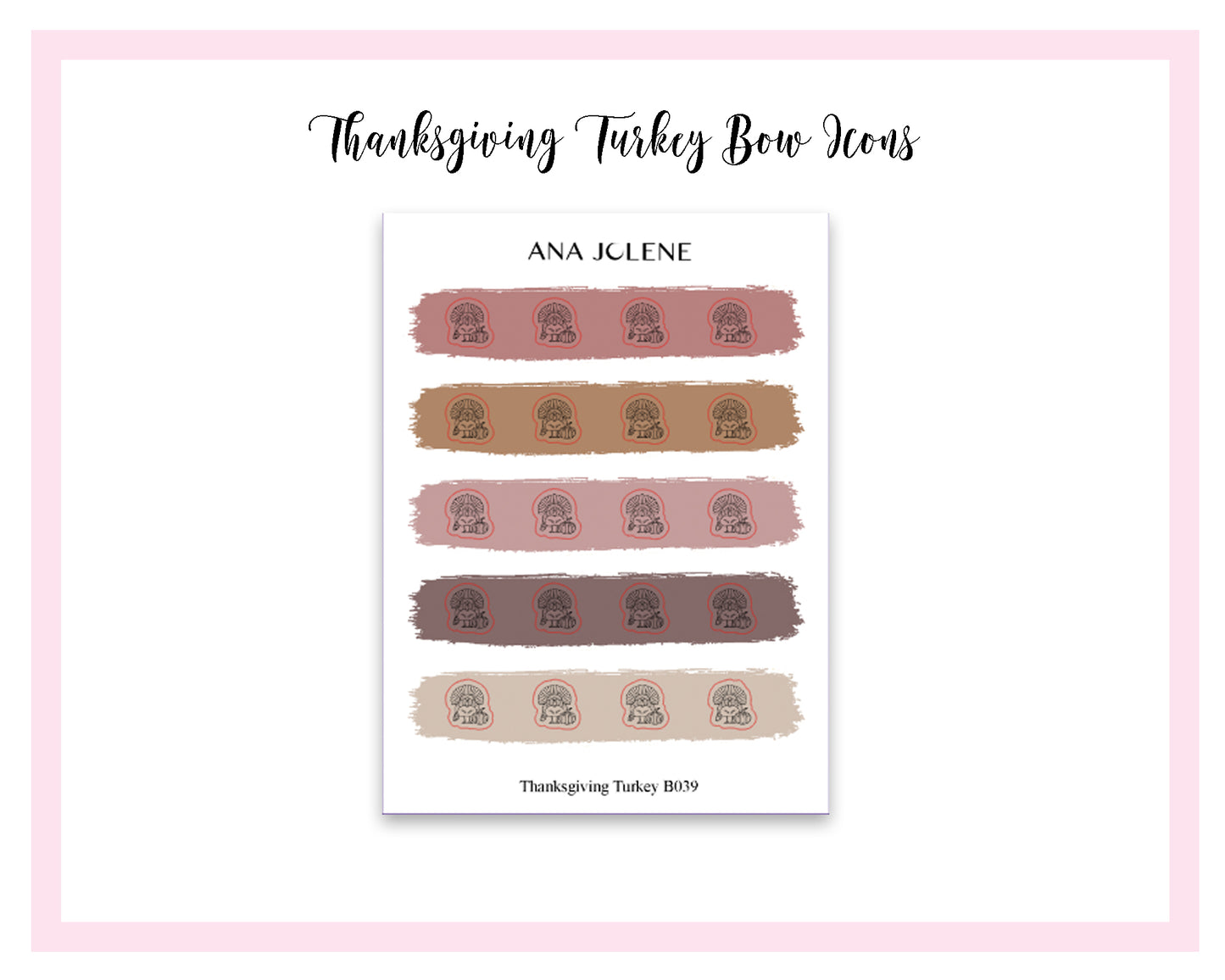 Thanksgiving Turkey Bow Icon Stickers