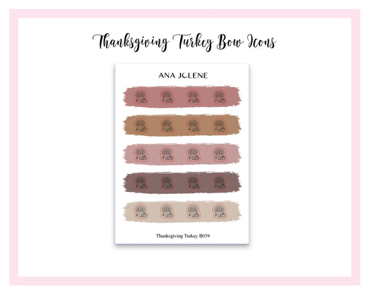 Thanksgiving Turkey Bow Icon Stickers