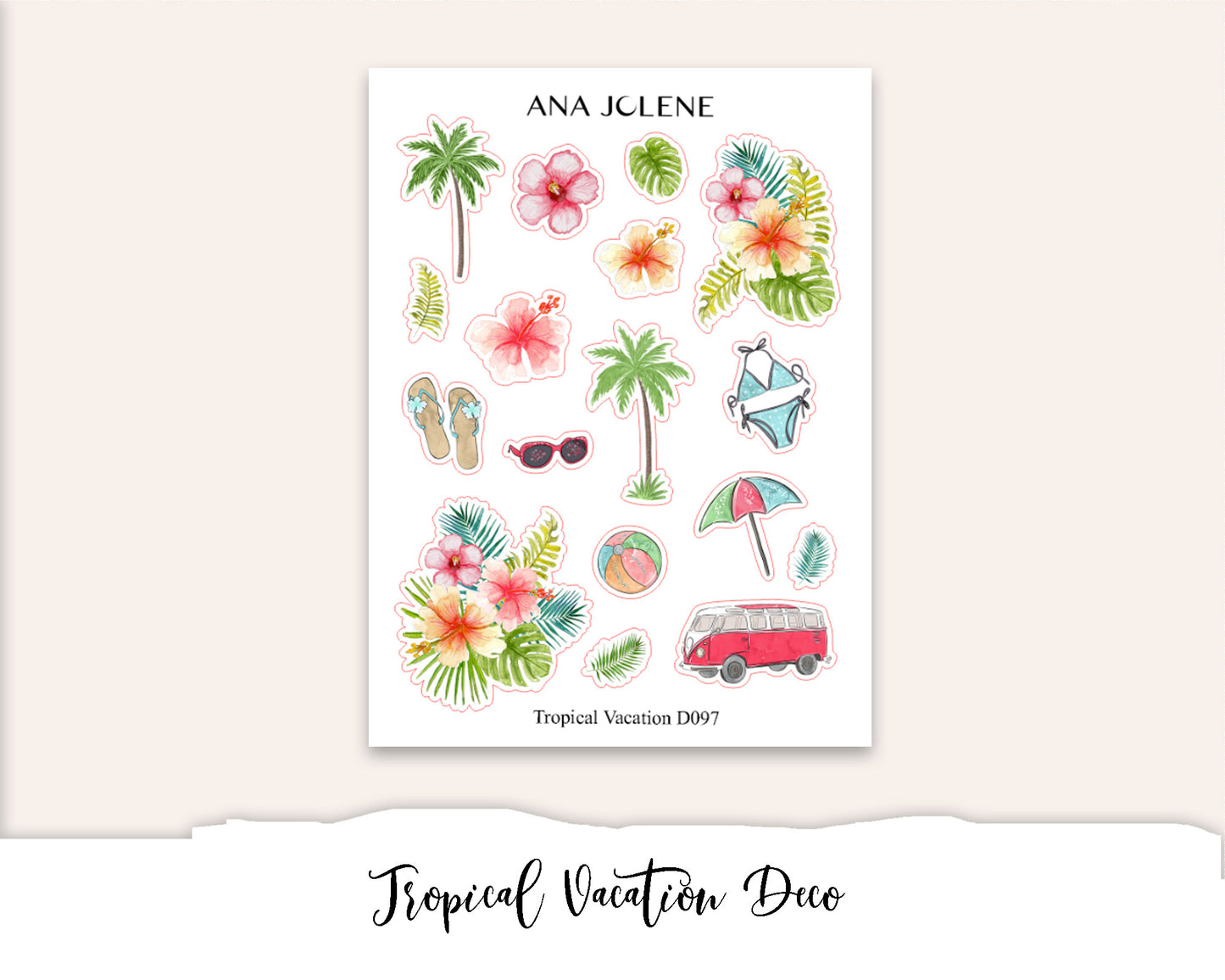 TROPICAL VACATION Mini Journal Sticker Kit