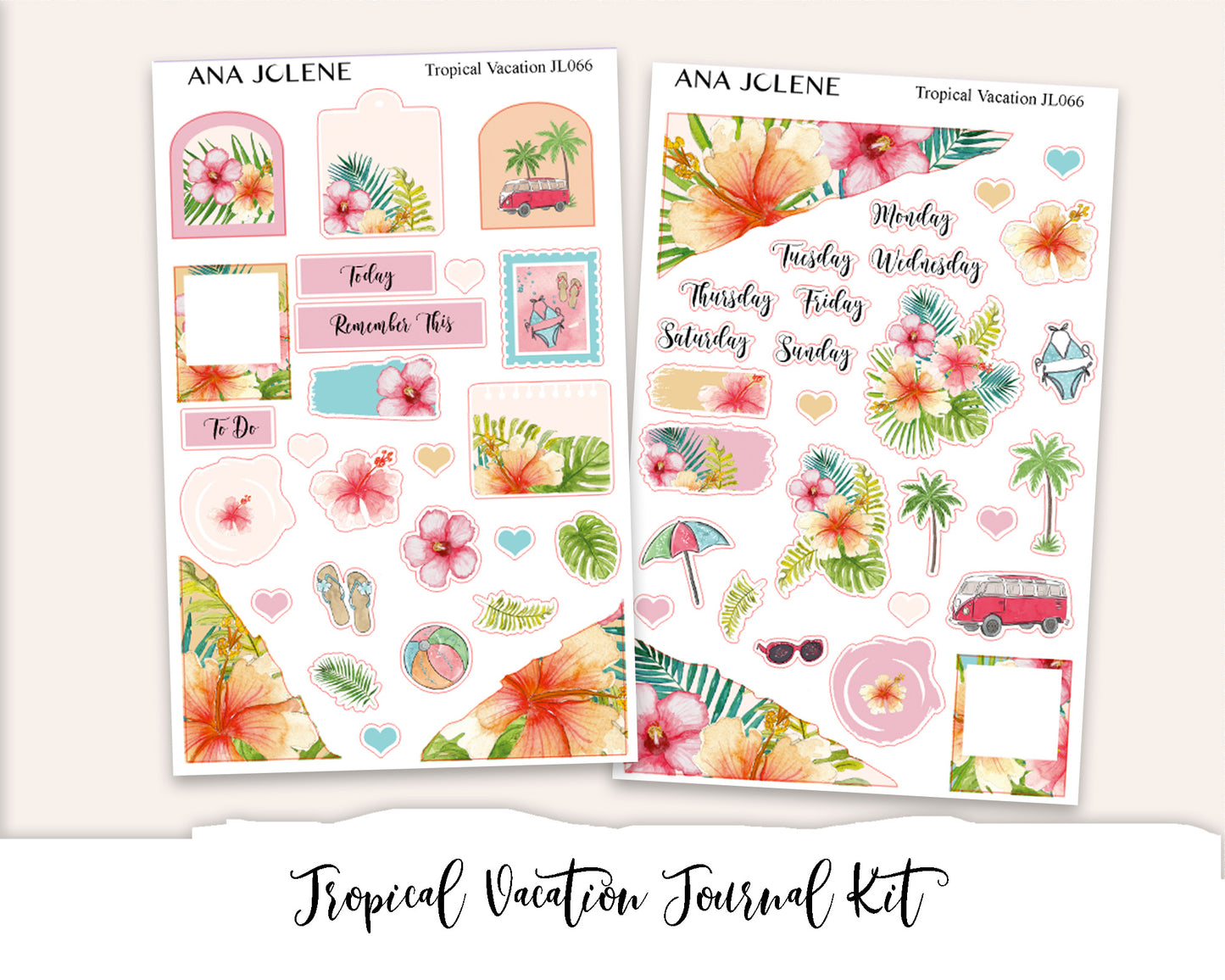TROPICAL VACATION Mini Journal Sticker Kit