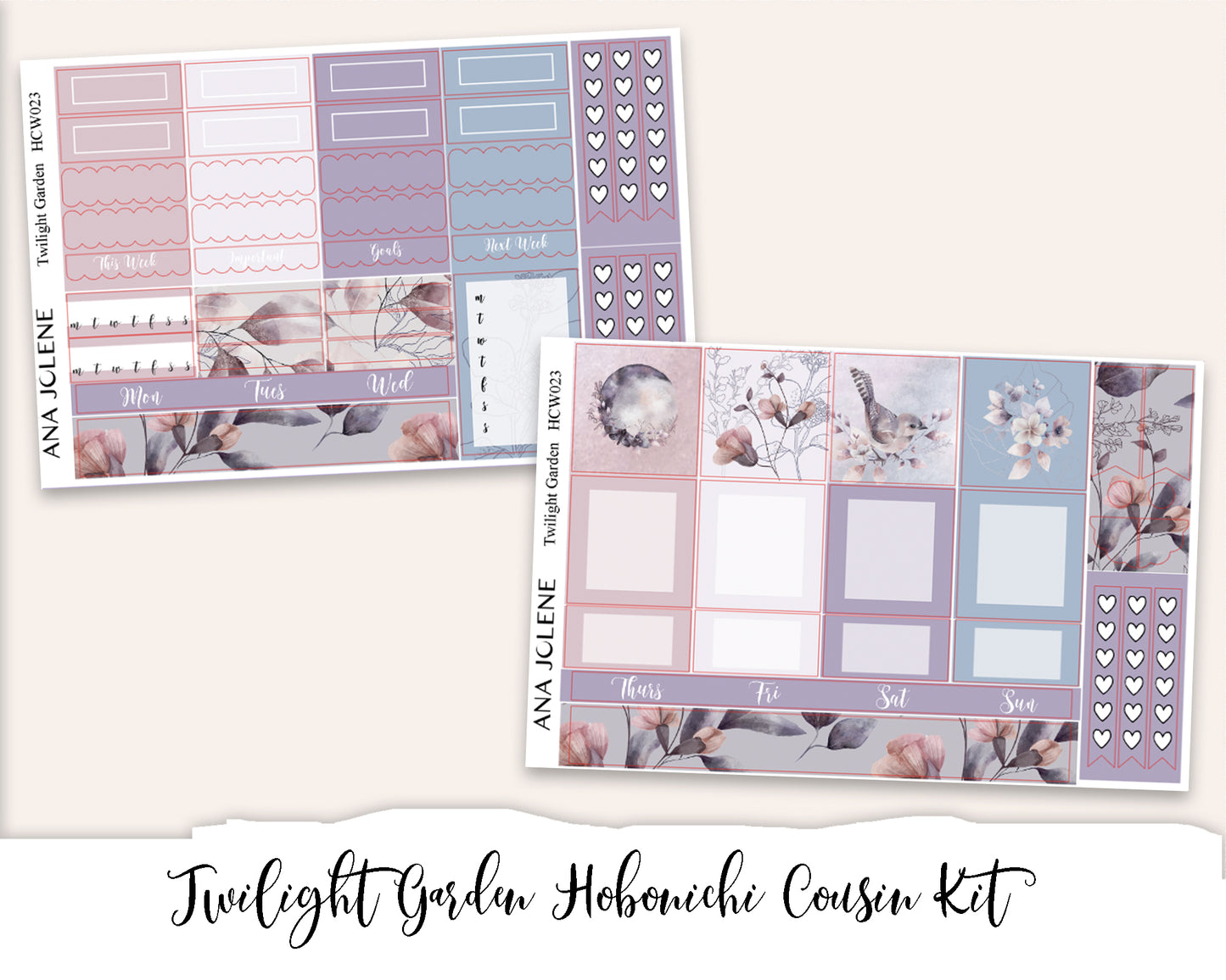 TWILIGHT GARDEN Hobonichi Cousin Weekly Planner Sticker Kit