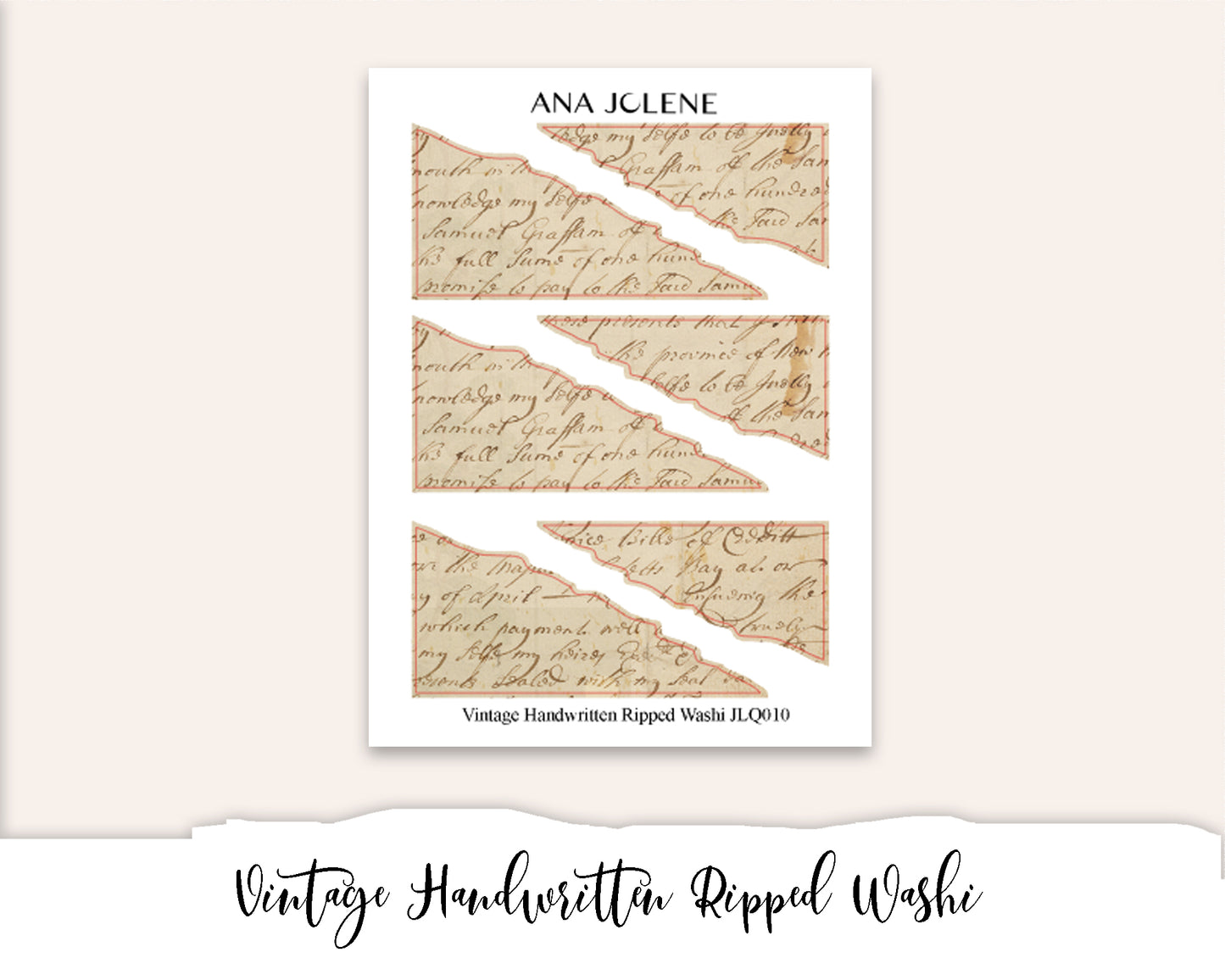 VINTAGE HANDWRITTEN RIPPED WASHI Deco Stickers