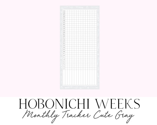 Hobonichi Weeks Monthly Tracker Cute Gray (Full Page Printable Stickers)