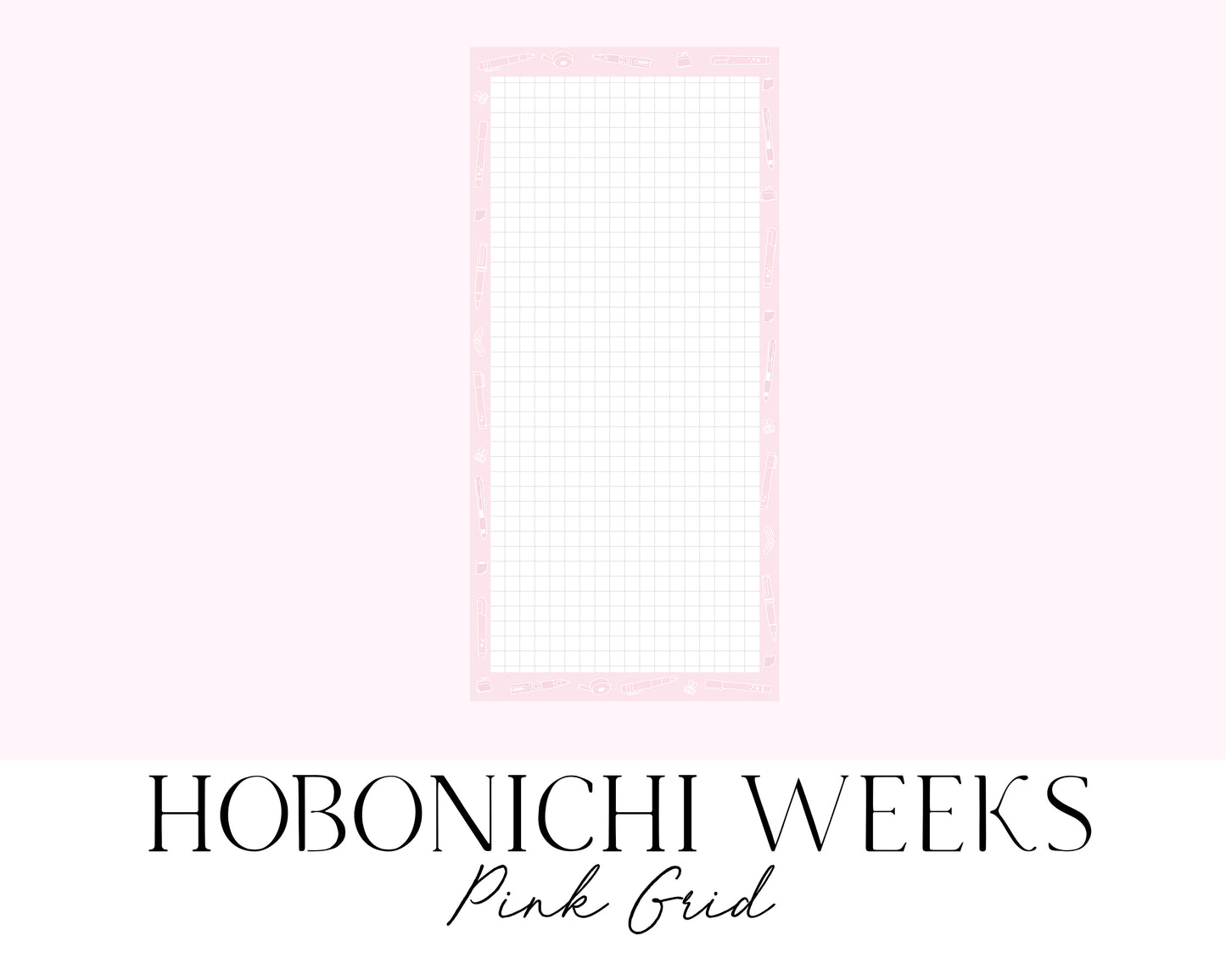 Hobonichi Weeks Grid Notes Pink (Full Page Printable Stickers)
