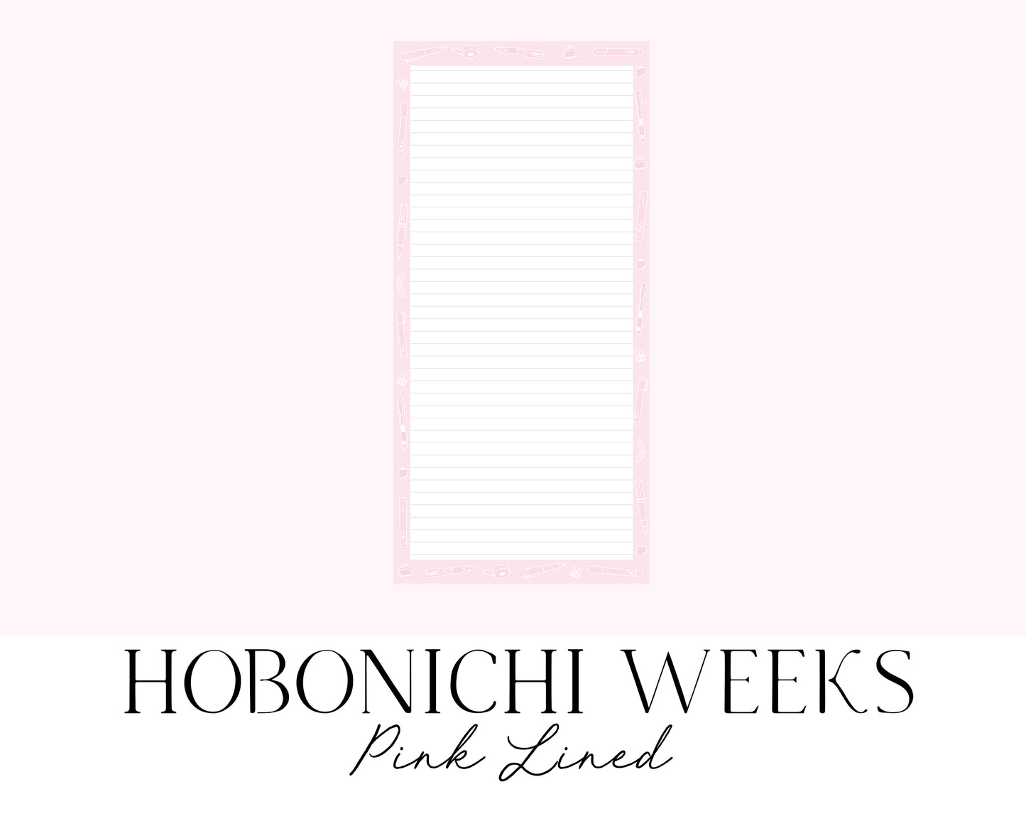 Hobonichi Weeks Lined Notes Pink (Full Page Printable Stickers)