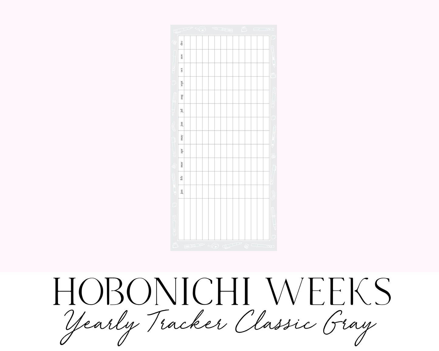 Hobonichi Weeks Yearly Tracker Classic Gray (Full Page Printable Stickers)