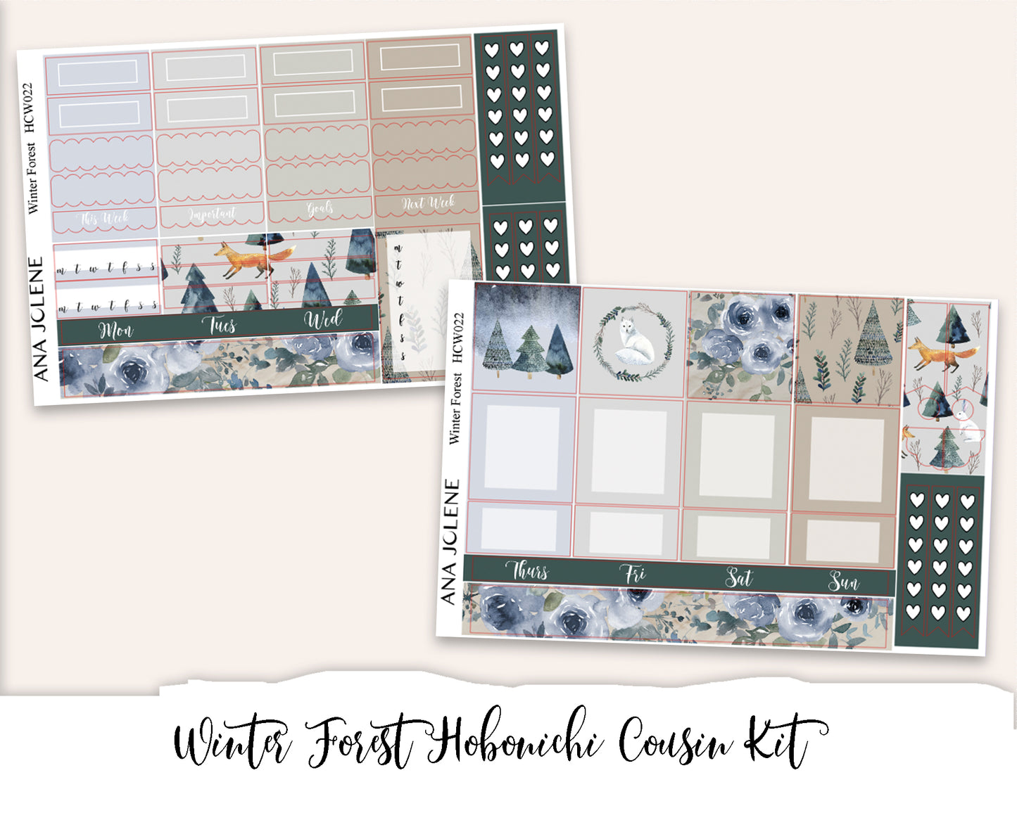 WINTER FOREST Hobonichi Cousin Weekly Planner Sticker Kit