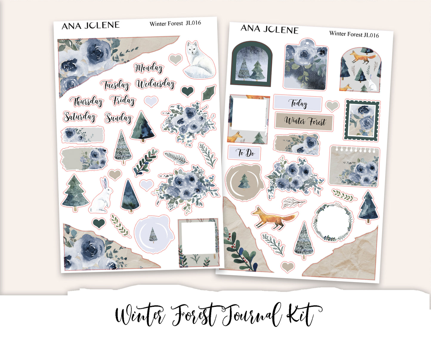 WINTER FOREST Mini Journal Sticker Kit