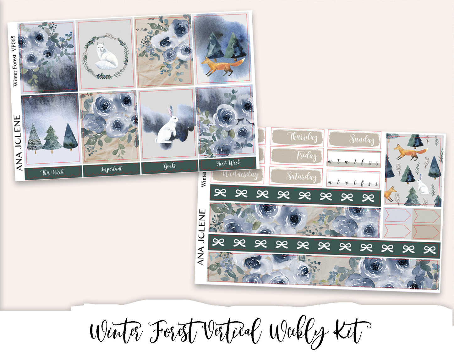 WINTER FOREST Planner Sticker Kit (Vertical Weekly)