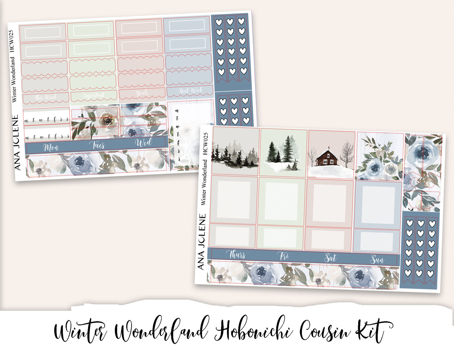 WINTER WONDERLAND Hobonichi Cousin Weekly Planner Sticker Kit