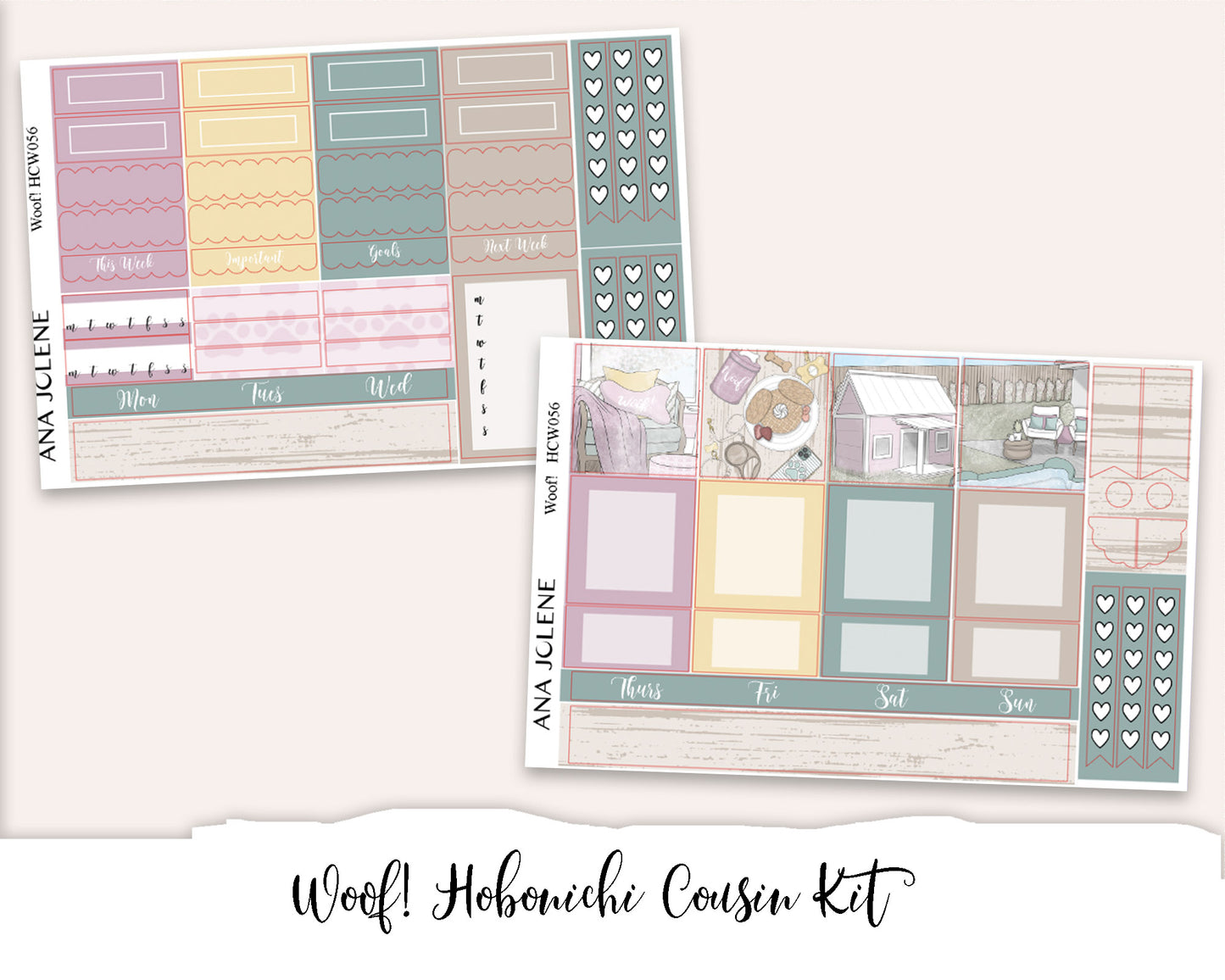 WOOF! Hobonichi Cousin Weekly Planner Sticker Kit