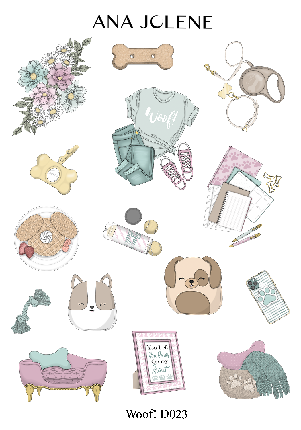 WOOF! EC A5 Compact Vertical Planner Sticker Kit (Erin Condren Life Planner)