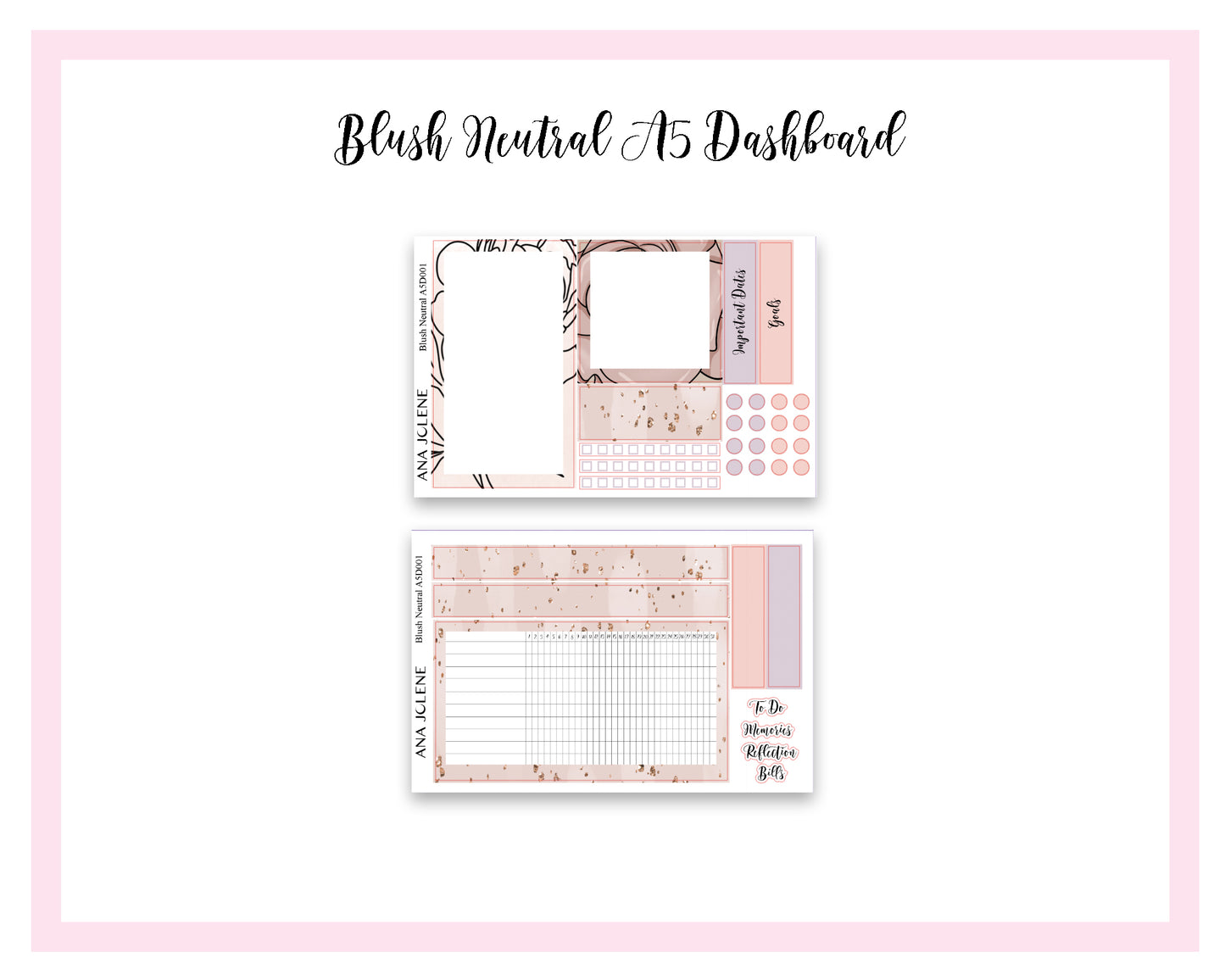BLUSH NEUTRAL EC A5 Dashboard Planner Sticker Kit (Erin Condren Life Planner)