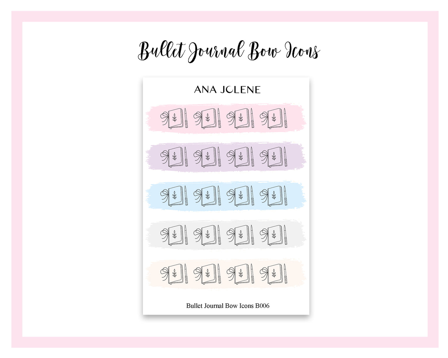 Bullet Journal Bow Icon Stickers