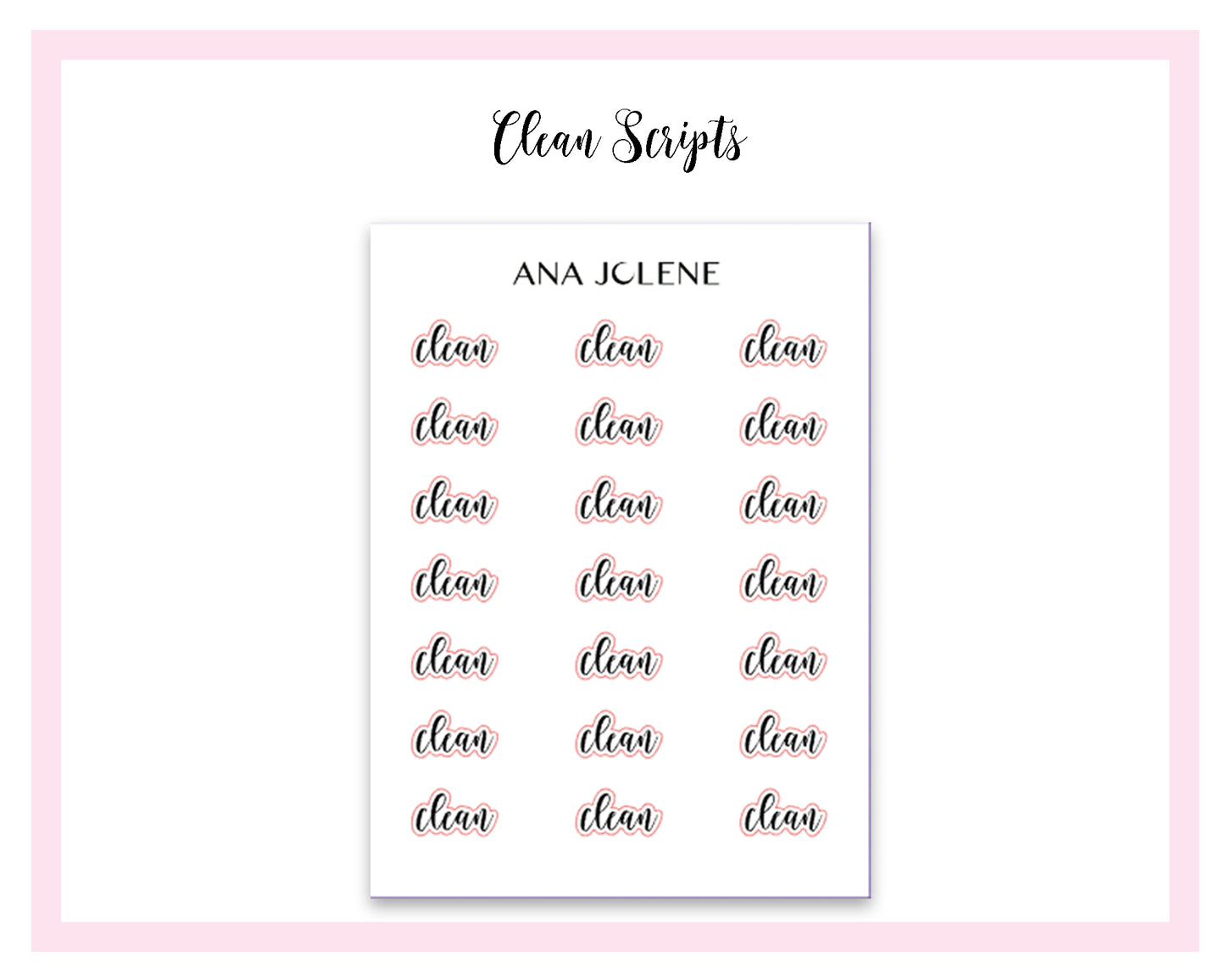 Clean Script Stickers