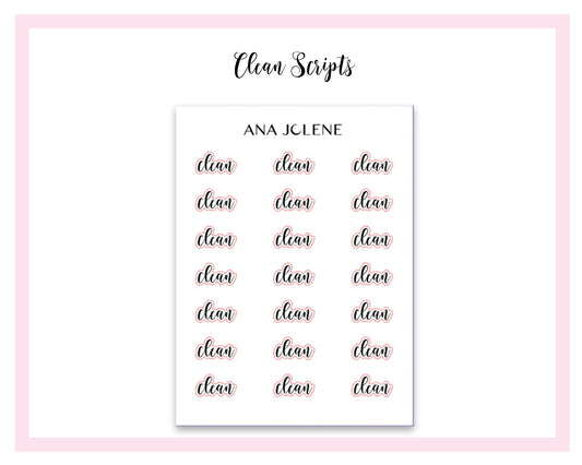 Clean Script Stickers