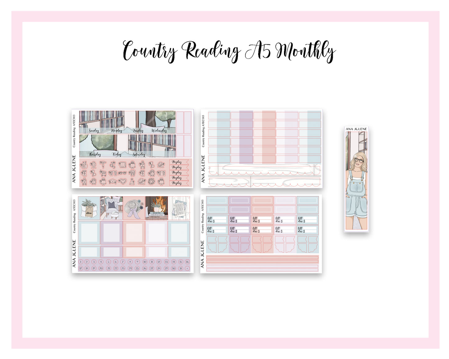 COUNTRY READING EC A5 Monthly Planner Sticker Kit