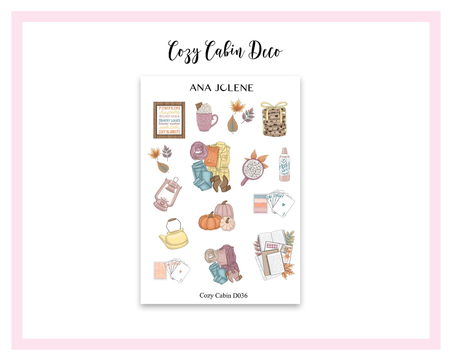 COZY CABIN EC A5 Compact Vertical Planner Sticker Kit (Erin Condren Life Planner)