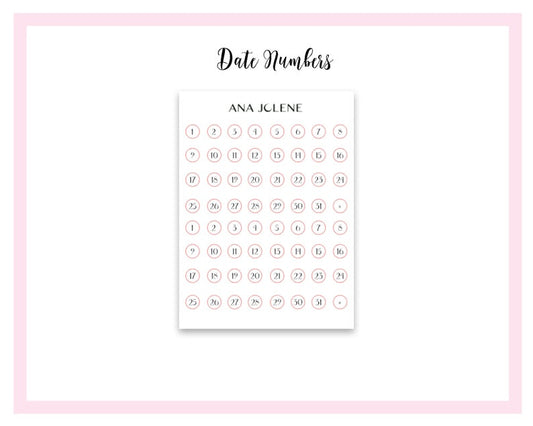 Date Numbers Script Stickers