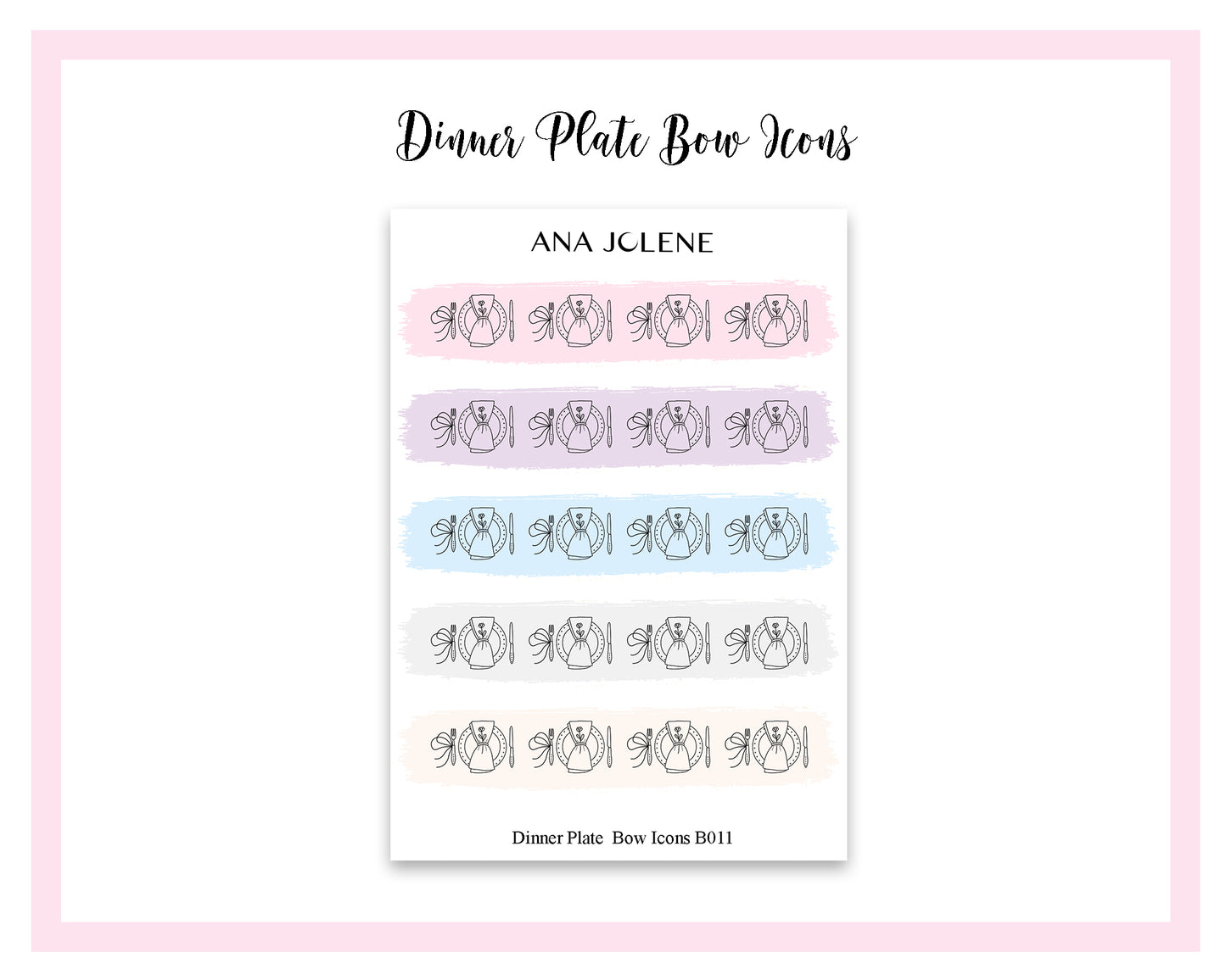 Dinner Plate Bow Icon Stickers
