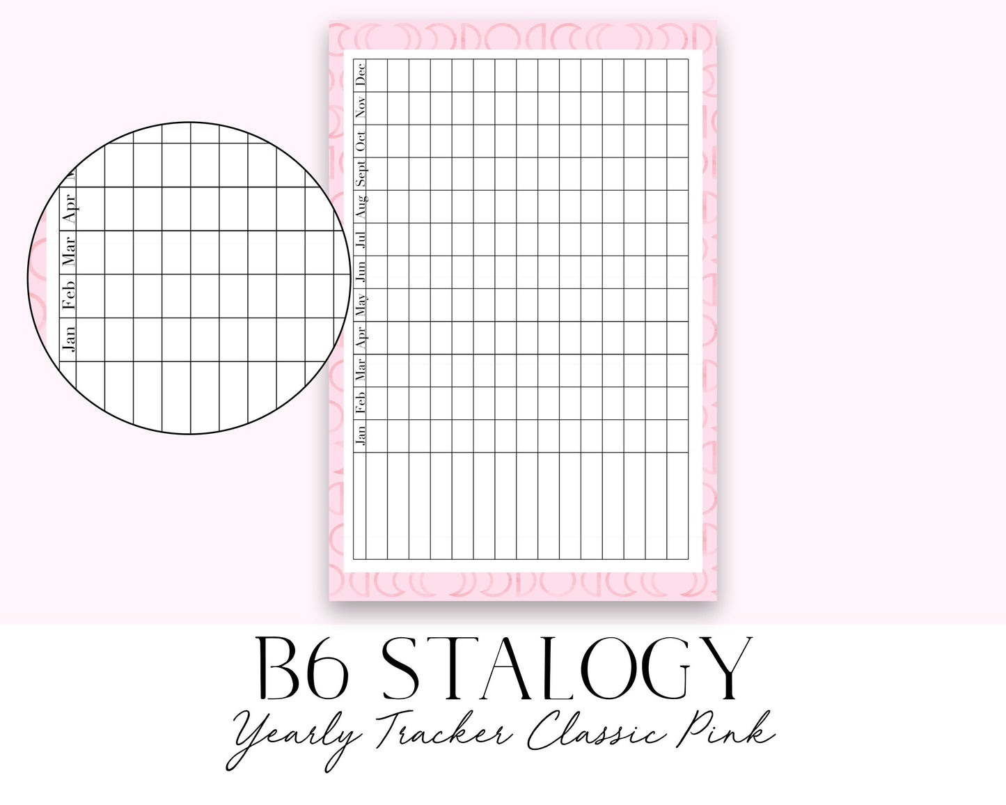 B6 Stalogy Yearly Tracker Classic Pink Printable