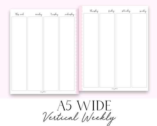 A5 Wide Vertical Weekly Printable