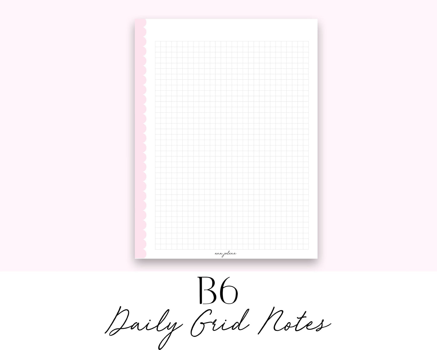 B6 Rings Daily Grid Notes Printable
