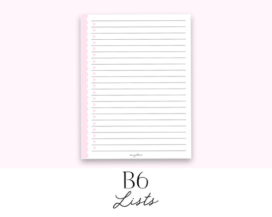 B6 Rings Lists Printable