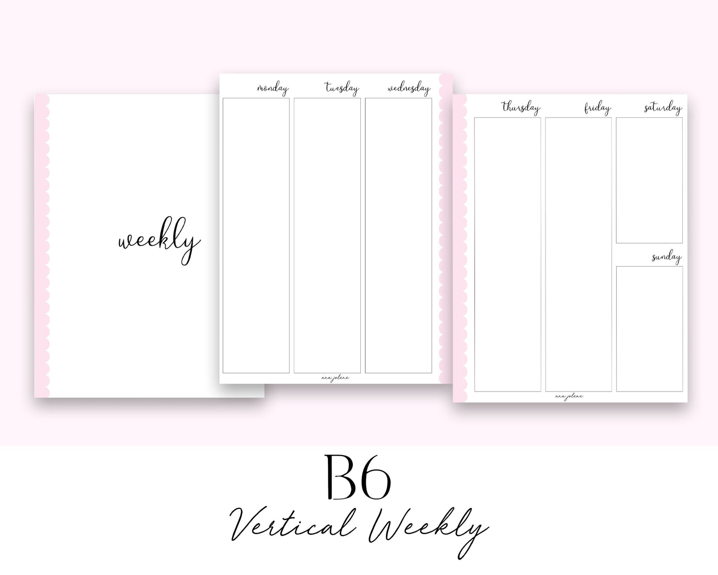 B6 Rings Vertical Weekly Printable