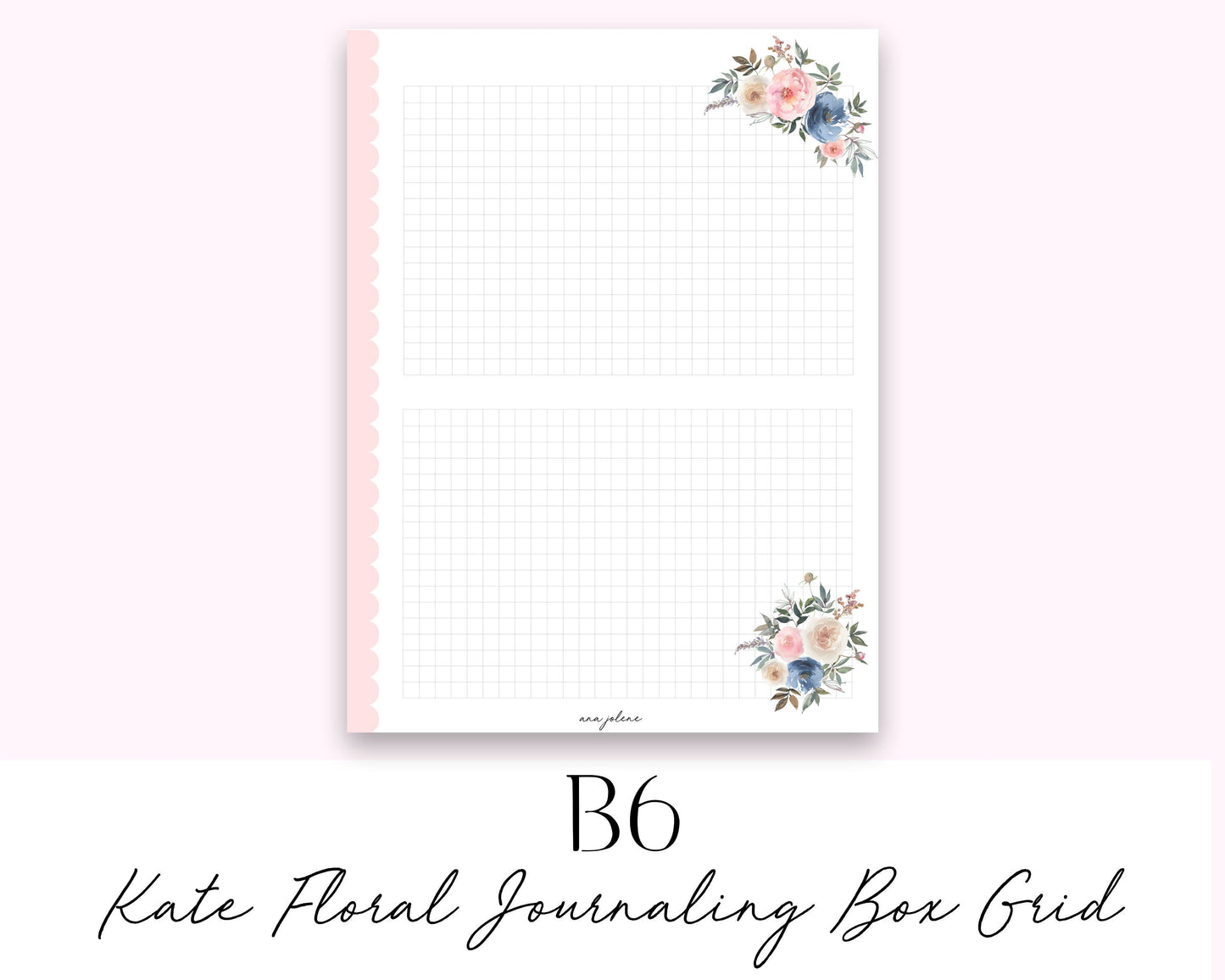 B6 Rings Kate Floral Box Grid Printable