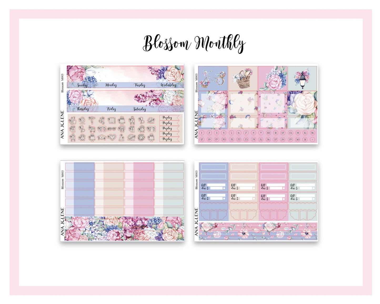BLOSSOM Monthly Planner Sticker Kit (A5Wide)