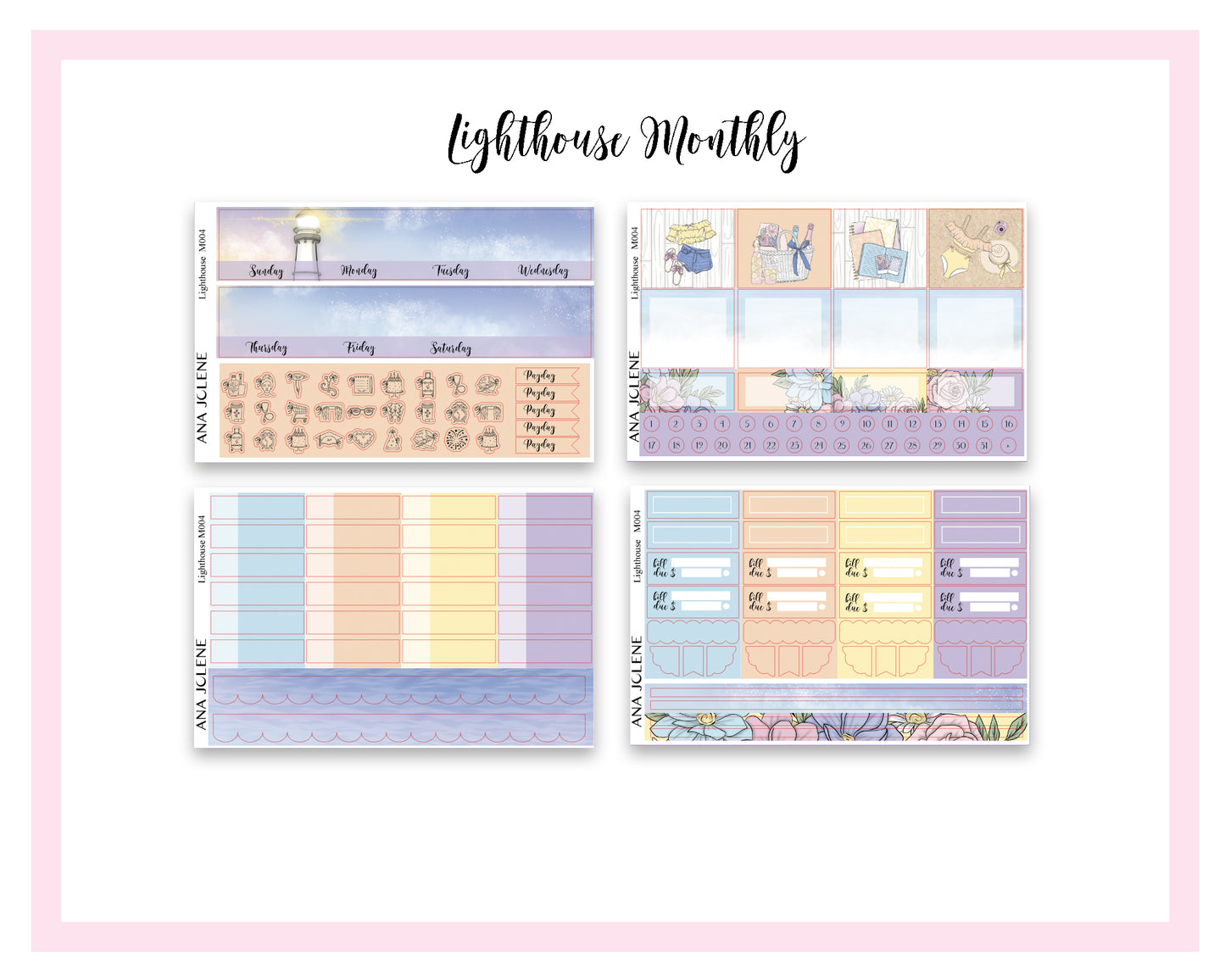 LIGHTHOUSE Monthly Planner Sticker Kit (A5Wide)