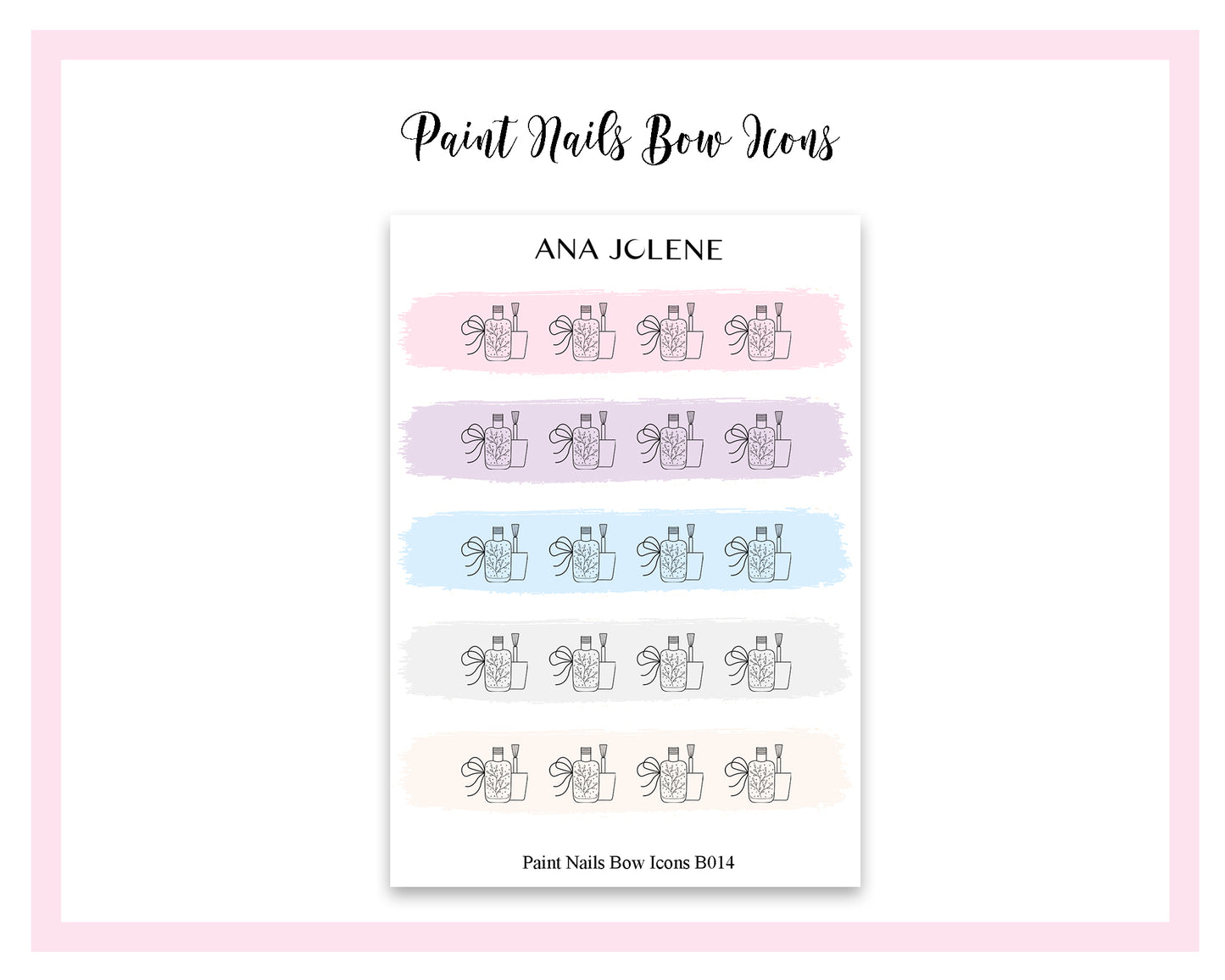 Paint Nails Bow Icon Stickers