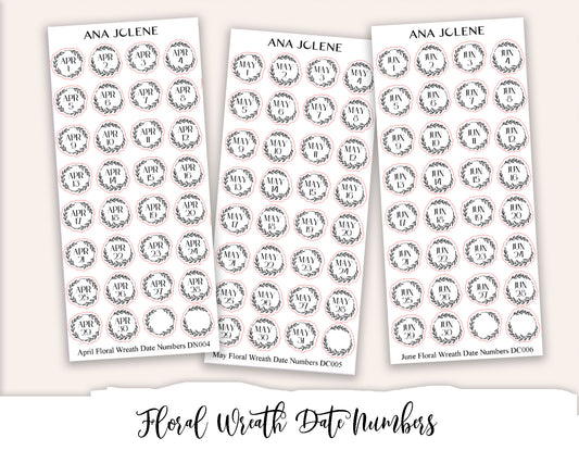 Floral Wreath Date Numbers