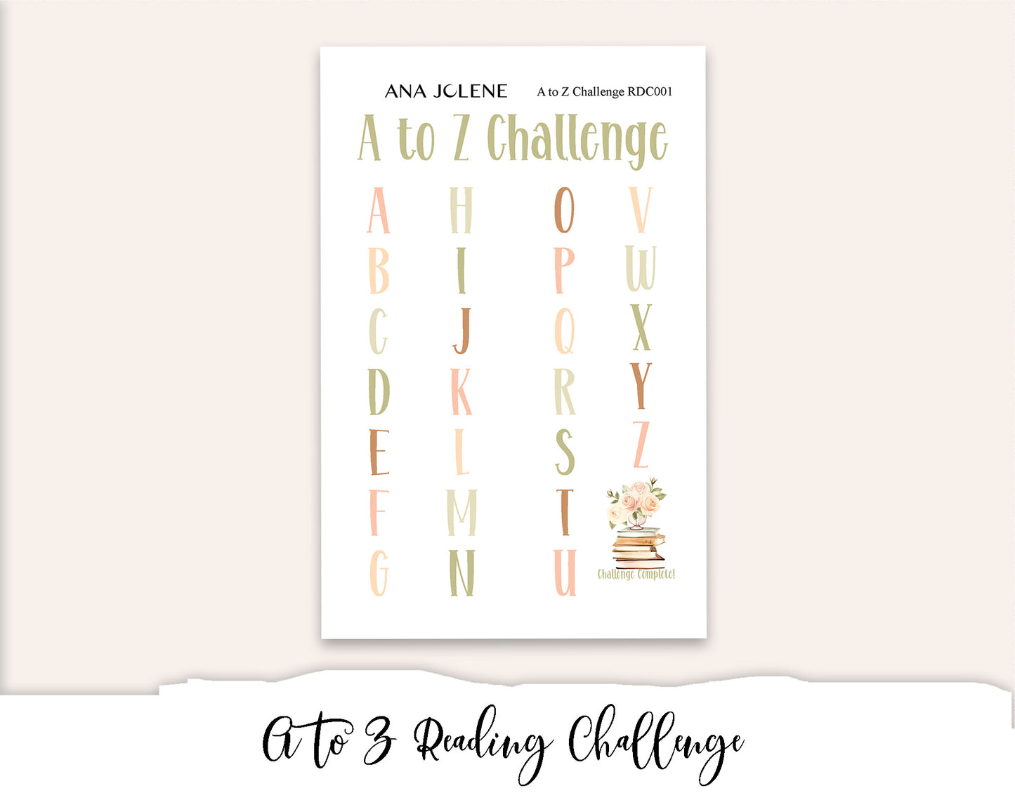 A to Z Reading Challenge - A5 Reading Journal