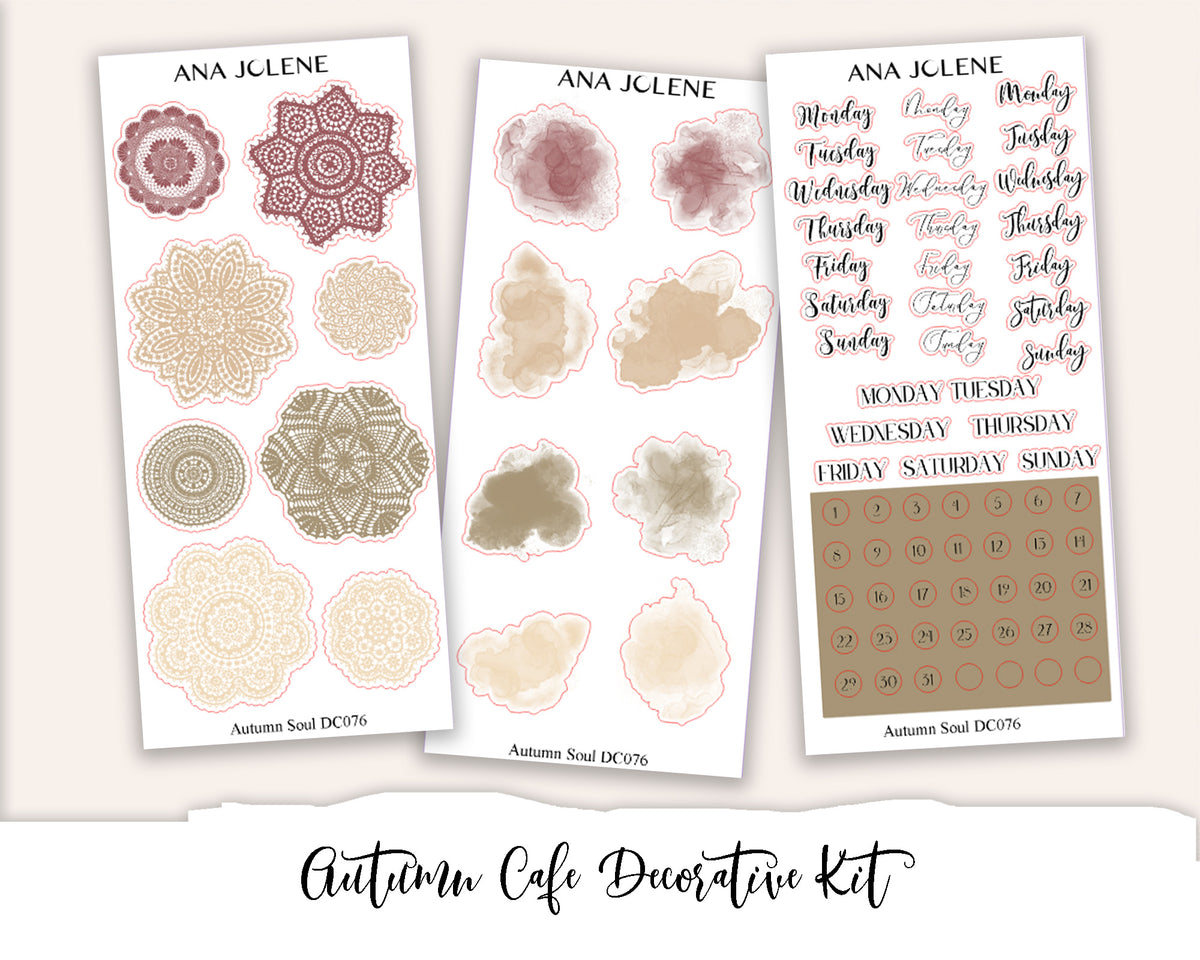 AUTUMN CAFE Decorative Planner Sticker Kit