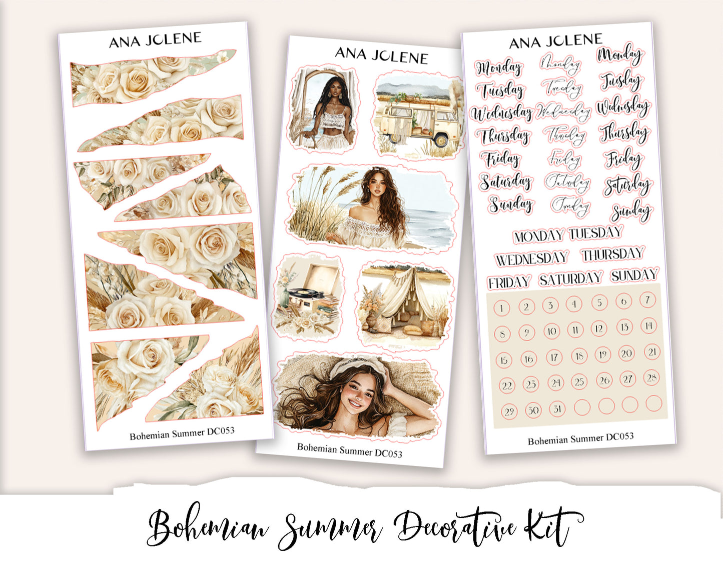 BOHEMIAN SUMMER Decorative Planner Sticker Kit